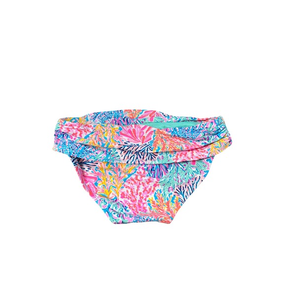 Lilly Pulitzer Pink Blue Coral Reef Ruched Bikini Swim Bottoms Womens Size 4 - Picture 2 of 4